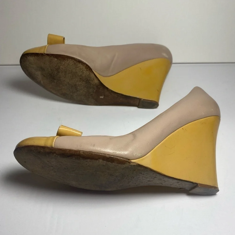 Kate Spade Tan and Gold Wedge Shoes